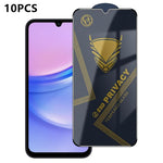 10 pezzi OG Golden Armor Pellicola in vetro temperato antistatica ad alto contenuto di alluminio con stampa serigrafica per la privacy, For Galaxy S25 Ultra 5G, For Galaxy S24 FE 5G, For Galaxy C55 5G, For Galaxy A15, For Galaxy A55 5G, For Galaxy A35 ...