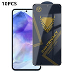 10 pezzi OG Golden Armor Pellicola in vetro temperato antistatica ad alto contenuto di alluminio con stampa serigrafica per la privacy, For Galaxy S25 Ultra 5G, For Galaxy S24 FE 5G, For Galaxy C55 5G, For Galaxy A15, For Galaxy A55 5G, For Galaxy A35 ...