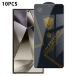 10 pezzi OG Golden Armor Pellicola in vetro temperato antistatica ad alto contenuto di alluminio con stampa serigrafica per la privacy, For Galaxy S25 Ultra 5G, For Galaxy S24 FE 5G, For Galaxy C55 5G, For Galaxy A15, For Galaxy A55 5G, For Galaxy A35 ...