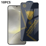 10 pezzi OG Golden Armor Pellicola in vetro temperato antistatica ad alto contenuto di alluminio con stampa serigrafica per la privacy, For Galaxy S25 Ultra 5G, For Galaxy S24 FE 5G, For Galaxy C55 5G, For Galaxy A15, For Galaxy A55 5G, For Galaxy A35 ...