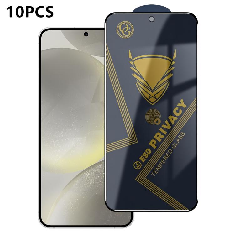 10 pezzi OG Golden Armor Pellicola in vetro temperato antistatica ad alto contenuto di alluminio con stampa serigrafica per la privacy, For Galaxy S25 Ultra 5G, For Galaxy S24 FE 5G, For Galaxy C55 5G, For Galaxy A15, For Galaxy A55 5G, For Galaxy A35 ...