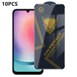 10 pezzi OG Golden Armor Pellicola in vetro temperato antistatica ad alto contenuto di alluminio con stampa serigrafica per la privacy, For Galaxy S25 Ultra 5G, For Galaxy S24 FE 5G, For Galaxy C55 5G, For Galaxy A15, For Galaxy A55 5G, For Galaxy A35 ...