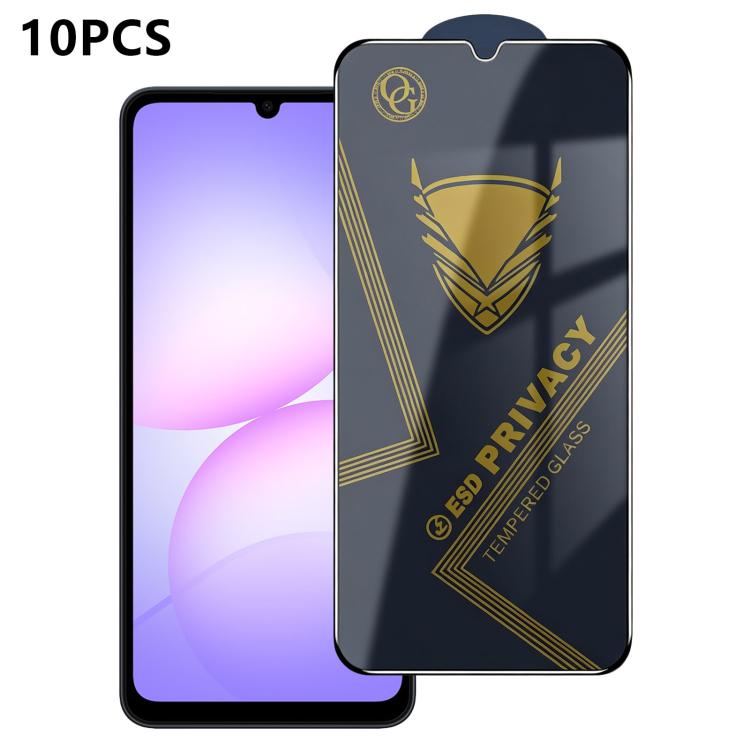 10 pezzi OG Golden Armor Pellicola in vetro temperato antistatica ad alto contenuto di alluminio con stampa serigrafica per la privacy, For Galaxy S25 Ultra 5G, For Galaxy S24 FE 5G, For Galaxy C55 5G, For Galaxy A15, For Galaxy A55 5G, For Galaxy A35 ...