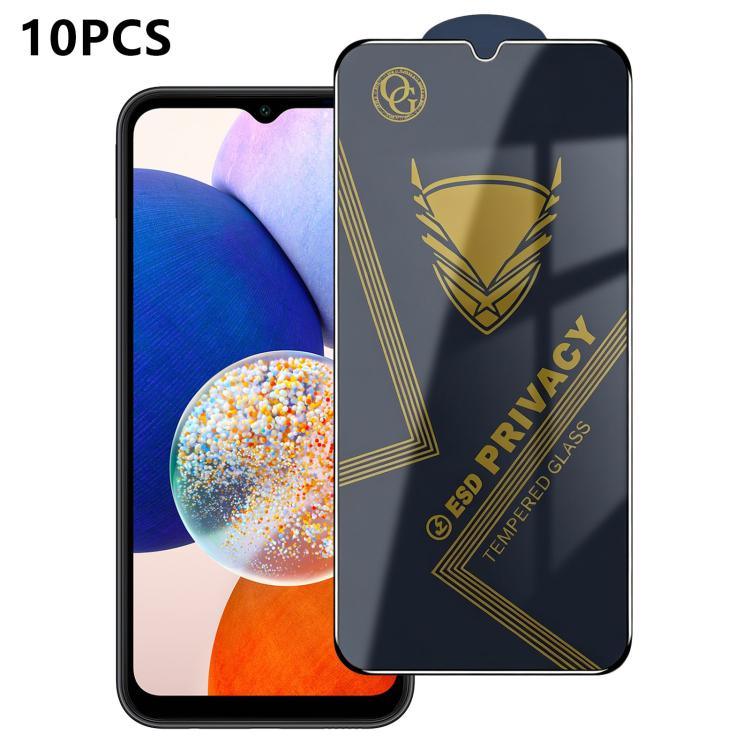10 pezzi OG Golden Armor Pellicola in vetro temperato antistatica ad alto contenuto di alluminio con stampa serigrafica per la privacy, For Galaxy S25 Ultra 5G, For Galaxy S24 FE 5G, For Galaxy C55 5G, For Galaxy A15, For Galaxy A55 5G, For Galaxy A35 ...
