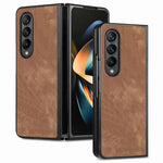 Cover posteriore per telefono in pelle vintage per PC., For Galaxy Z Flod4 5G
