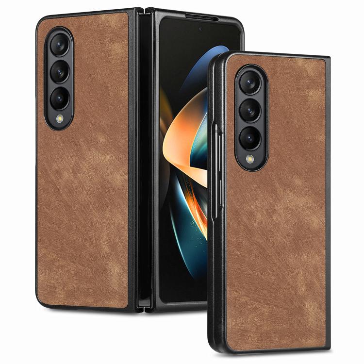 Cover posteriore per telefono in pelle vintage per PC., For Galaxy Z Flod4 5G