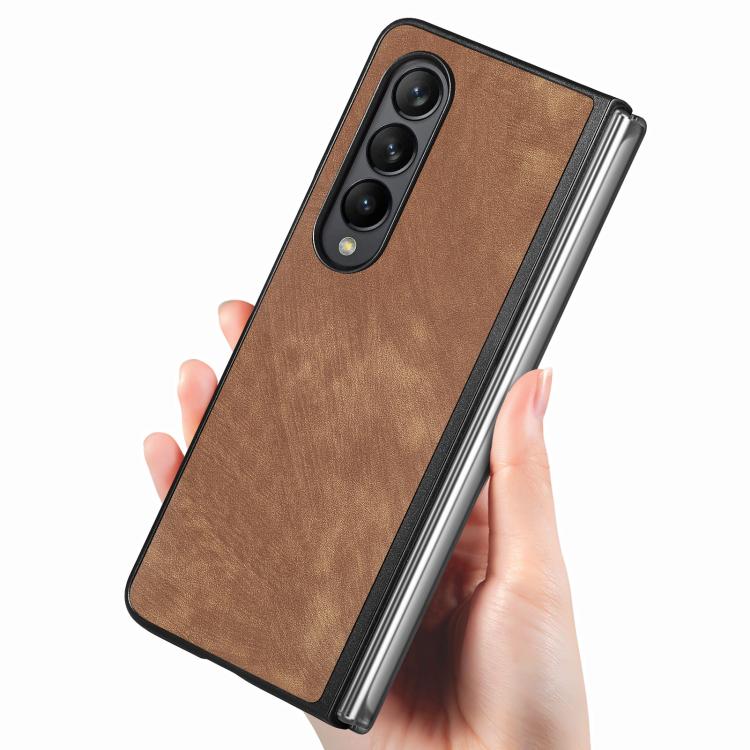Cover posteriore per telefono in pelle vintage per PC., For Galaxy Z Flod4 5G