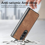 Cover posteriore per telefono in pelle vintage per PC., For Galaxy Z Flod4 5G
