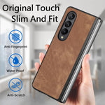 Cover posteriore per telefono in pelle vintage per PC., For Galaxy Z Flod4 5G