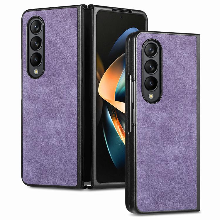 Cover posteriore per telefono in pelle vintage per PC., For Galaxy Z Flod4 5G
