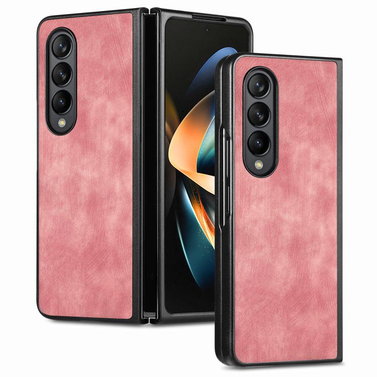 Cover posteriore per telefono in pelle vintage per PC., For Galaxy Z Flod4 5G