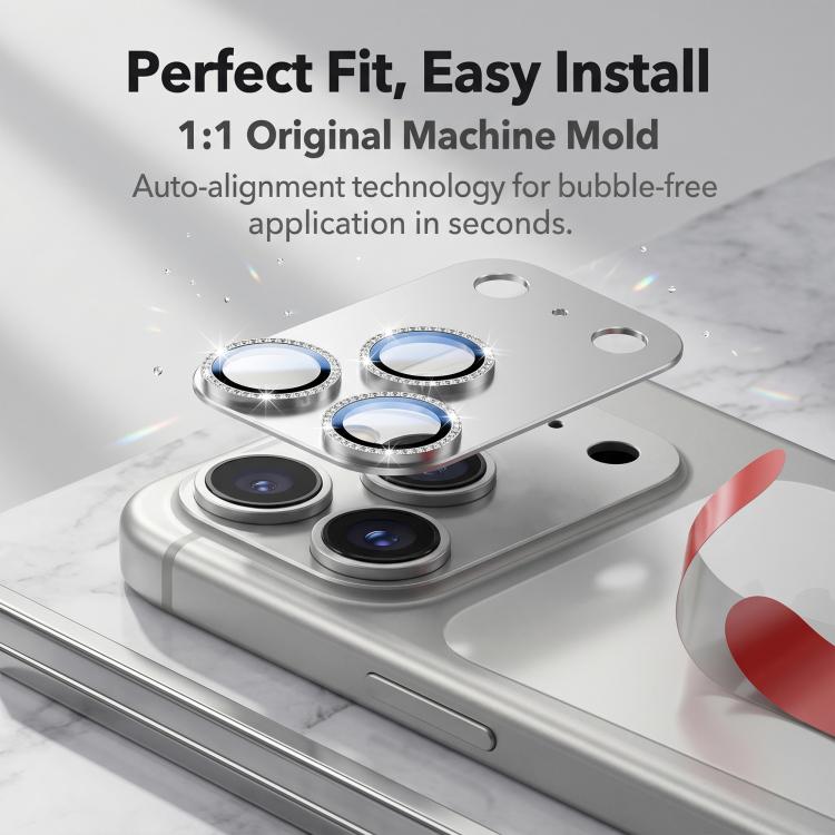 Kalebol AR+AF Matte Armor Pellicola per lenti in metallo forato a fila singola integrata, For iPhone 17 Pro Max, For iPhone 17 Pro