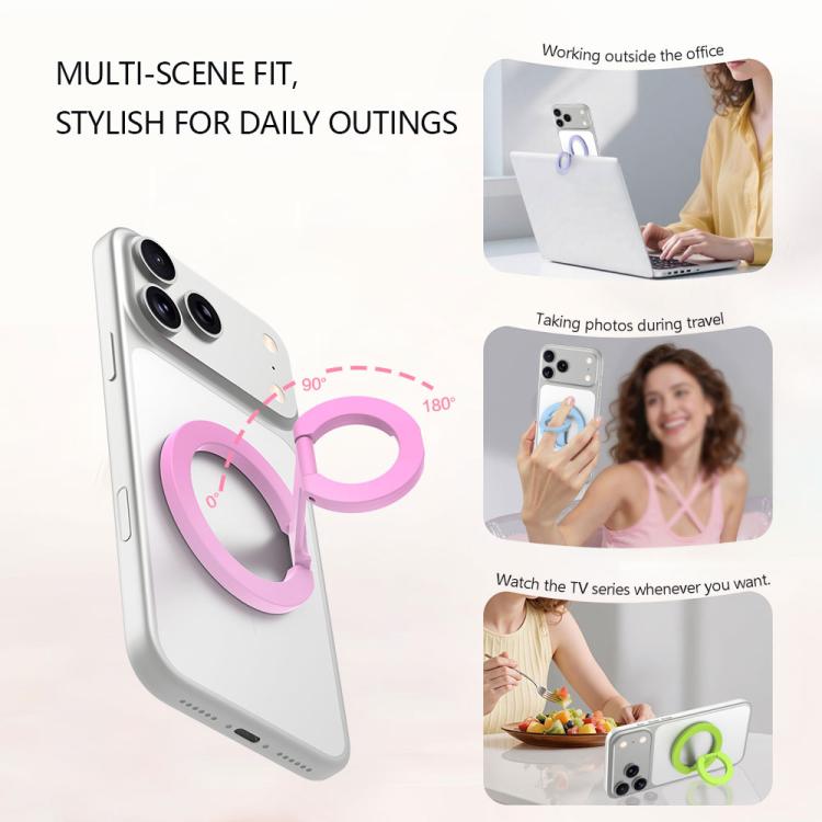 Supporto magnetico per telefono LeReach StarRing Dual Ring Macaron Alloy N52 con rotazione a 360 gradi.