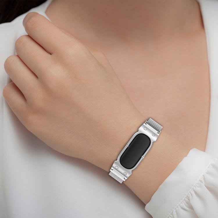 Cassa in metallo, cinturino in acciaio inossidabile con chiusura magnetica milanese integrata., For Google Fitbit Air