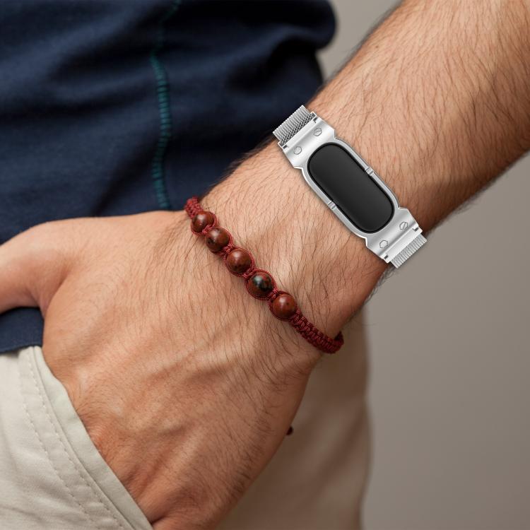 Cassa in metallo, cinturino in acciaio inossidabile con chiusura magnetica milanese integrata., For Google Fitbit Air
