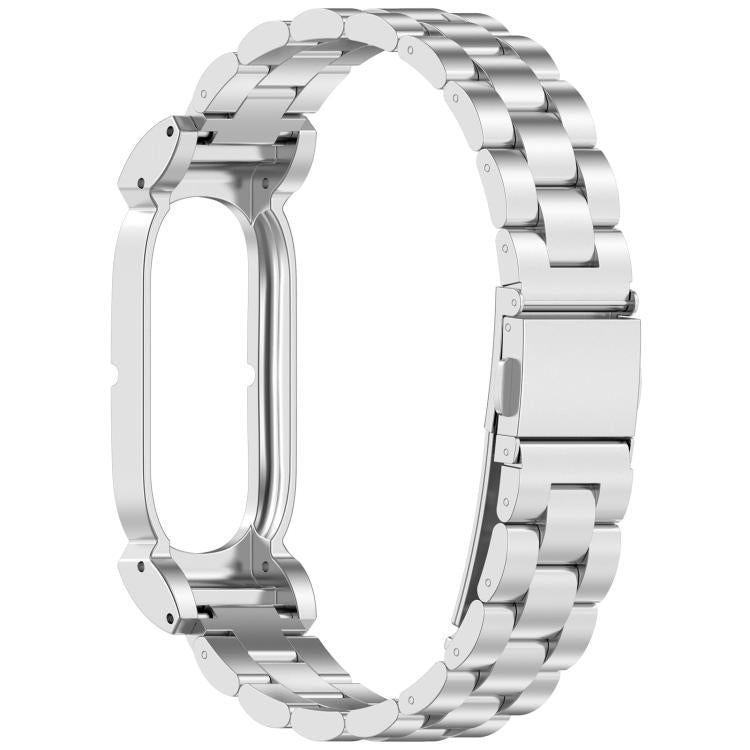 Cassa in metallo, fibbia pieghevole a tre perline, cinturino in acciaio inossidabile., For Google Fitbit Air