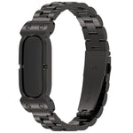 Cassa in metallo, fibbia pieghevole a tre perline, cinturino in acciaio inossidabile., For Google Fitbit Air