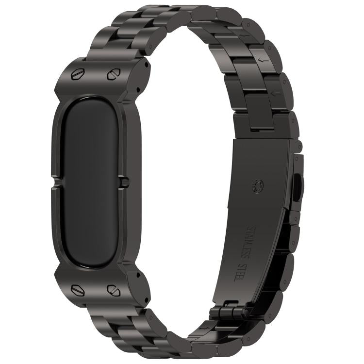 Cassa in metallo, fibbia pieghevole a tre perline, cinturino in acciaio inossidabile., For Google Fitbit Air