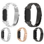 Cassa in metallo, fibbia pieghevole a tre perline, cinturino in acciaio inossidabile., For Google Fitbit Air