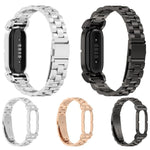 Cassa in metallo, fibbia pieghevole a tre perline, cinturino in acciaio inossidabile., For Google Fitbit Air