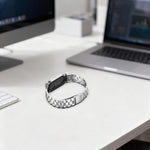 Cassa in metallo, fibbia pieghevole a tre perline, cinturino in acciaio inossidabile., For Google Fitbit Air