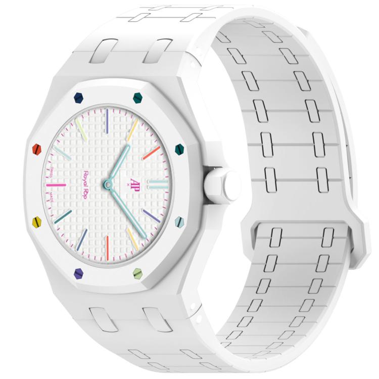 Cinturino in silicone magnetico integrato con tre ore sul lato destro (ore 3)., For Swatch Royal Pop