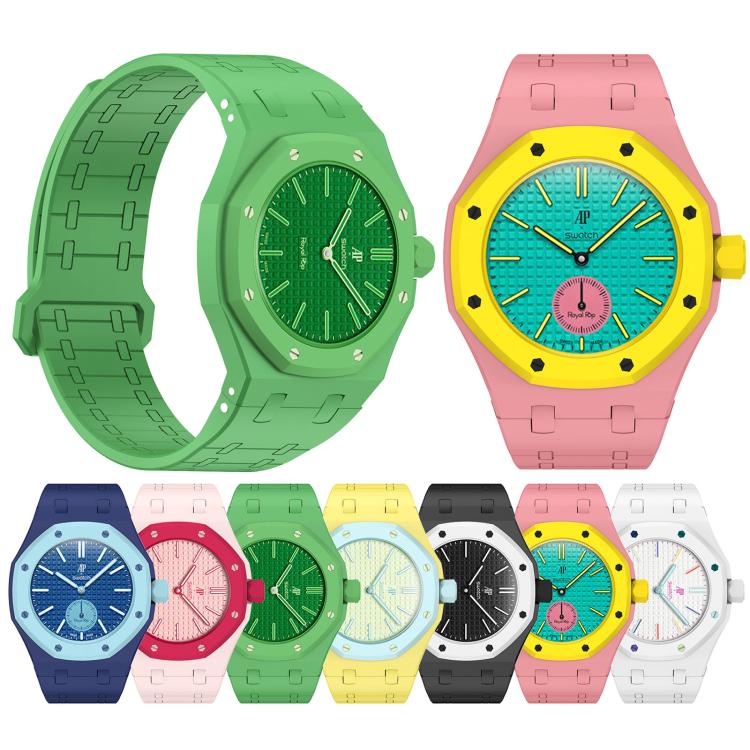 Cinturino in silicone magnetico integrato con tre ore sul lato destro (ore 3)., For Swatch Royal Pop