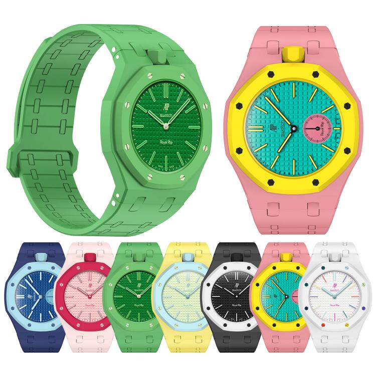 Cinturino in silicone magnetico integrato con indicazione delle dodici ore., For Swatch Royal Pop