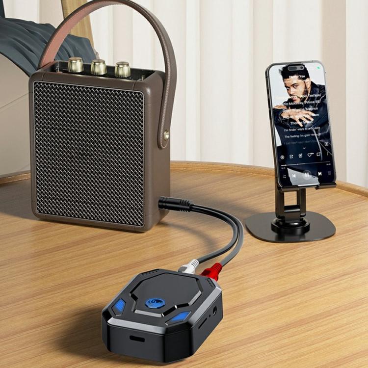 Adattatore audio per auto W25 con doppia porta AUX + RCA e slot per scheda TF, Bluetooth 5.4.