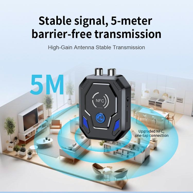 Adattatore audio per auto W24 con doppia porta AUX + RCA e slot per scheda TF, NFC e Bluetooth 5.4.