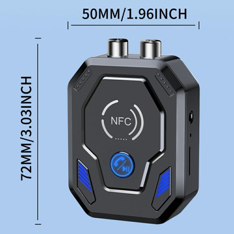 Adattatore audio per auto W24 con doppia porta AUX + RCA e slot per scheda TF, NFC e Bluetooth 5.4.