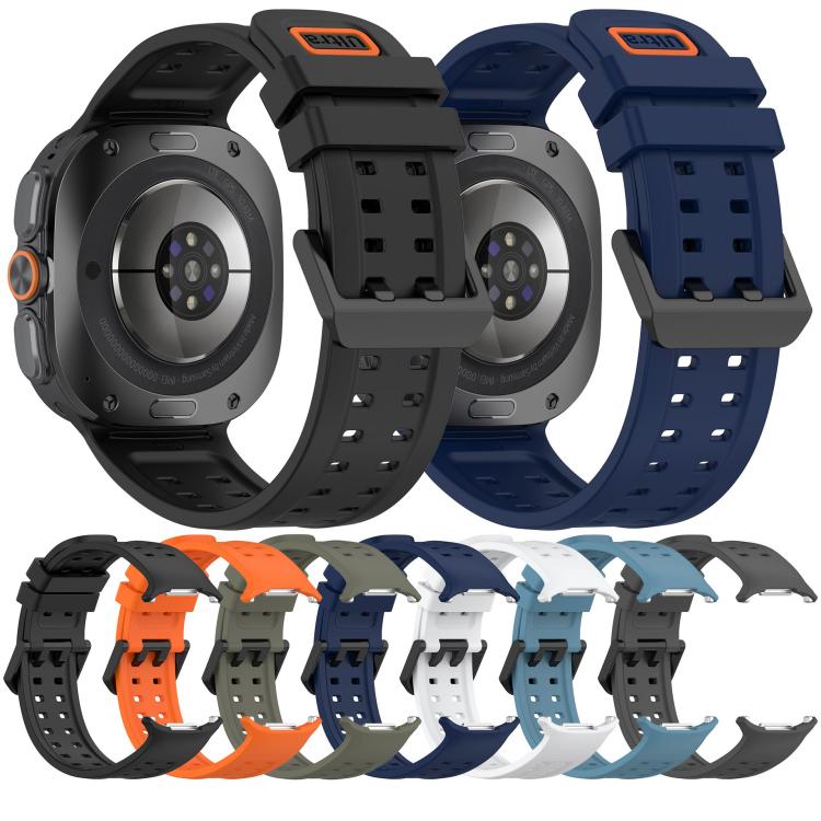 Cinturino per orologio in silicone con fibbia a doppia fila di perni, For Galaxy Watch Ultra 47mm / Ultra 2025