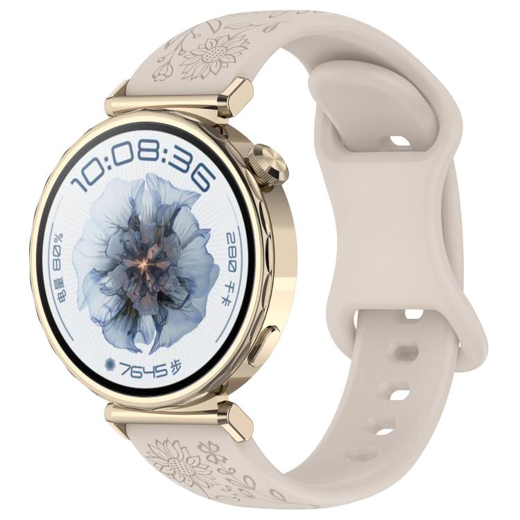 Cinturino per orologio in silicone con fibbia a farfalla e motivo girasole., 22mm, 20mm