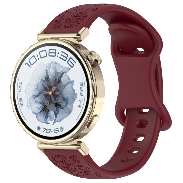 Cinturino per orologio in silicone con fibbia a farfalla e motivo girasole., 22mm, 20mm