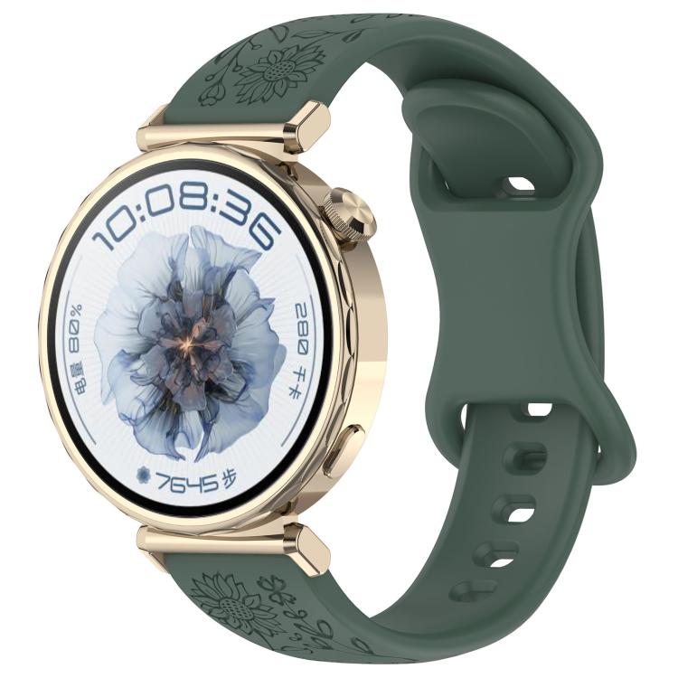 Cinturino per orologio in silicone con fibbia a farfalla e motivo girasole., 22mm, 20mm