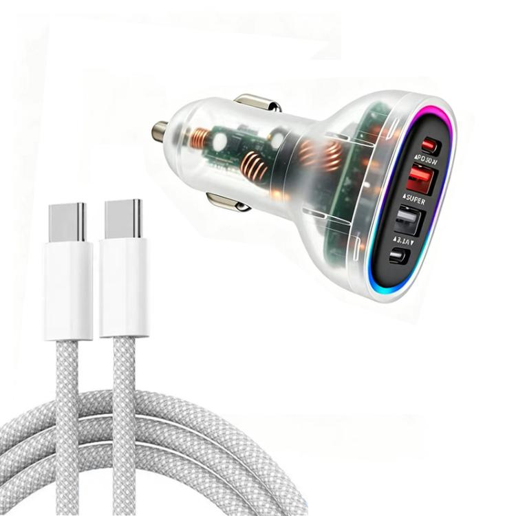 Caricabatterie da auto 75W PD3.0 con 2 porte USB-C e 2 USB