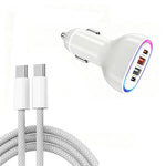 Caricabatterie da auto P54 da 75 W PD3.0 con 2 porte USB-C e 2 porte USB, completo di cavo dati da Type-C a Type-C., with Cable