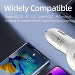 Caricabatterie da auto P54 da 75 W PD3.0 con 2 porte USB-C e 2 porte USB, completo di cavo dati da Type-C a Type-C., with Cable