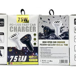 Caricabatterie da auto P54 da 75 W PD3.0 con 2 porte USB-C e 2 porte USB, completo di cavo dati da Type-C a Type-C., with Cable
