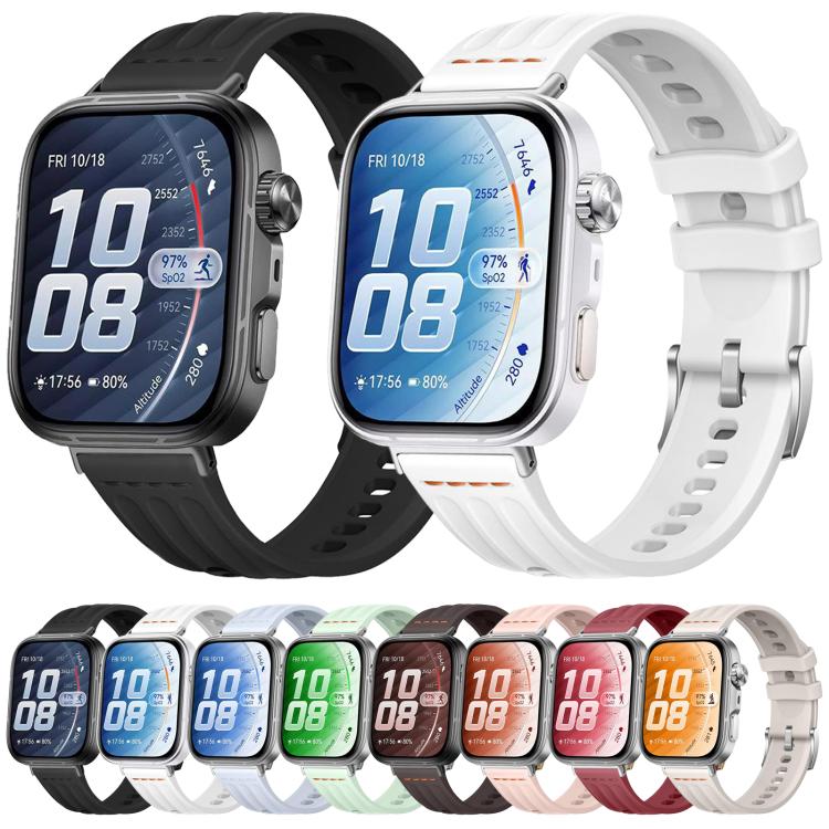 Cinturino per orologio in silicone tinta unita con design a triplo anello a linea singola., For Huawei Watch Fit 5 / Fit 5 Pro / Fit 4