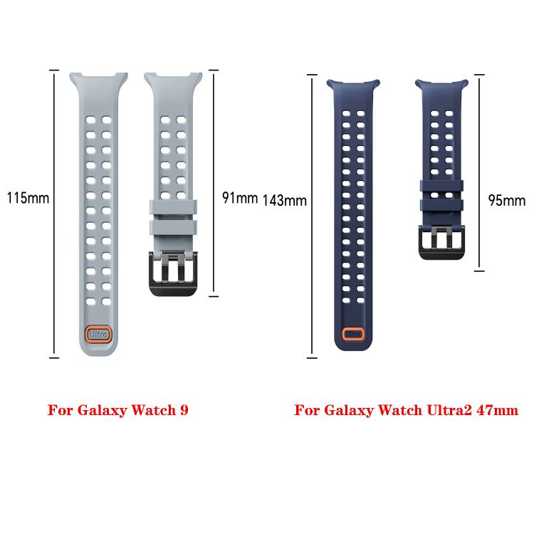 Cinturino per orologio in silicone tinta unita con fibbia a doppia fila di perni., For Galaxy Watch9/8/9 Cassic/8 Cassic