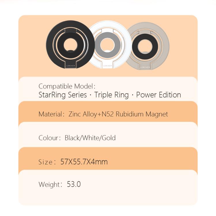 Supporto magnetico per telefono LeReach Triple Ring Power Edition con anello girevole a 360 gradi.