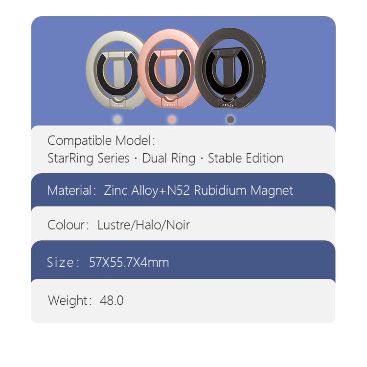 Supporto magnetico per telefono LeReach StarRing Dual Ring, stabile e multifunzionale, con rotazione a 360 gradi.