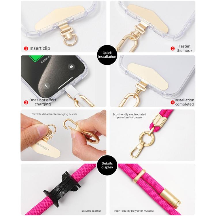Cordino per cellulare 2 in 1 anti-smarrimento, regolabile e staccabile con clip.