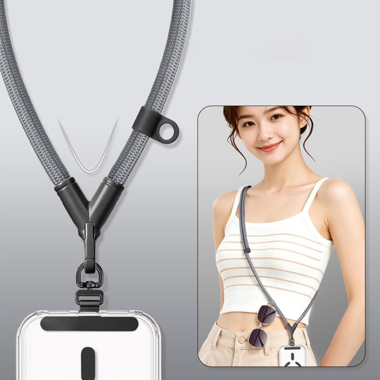 Cordino regolabile antifurto e anti-smarrimento per cellulare con scollo a V e passante in silicone., Minimalist Version, Ring Version