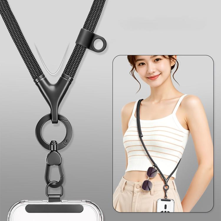 Cordino regolabile antifurto e anti-smarrimento per cellulare con scollo a V e passante in silicone., Minimalist Version, Ring Version