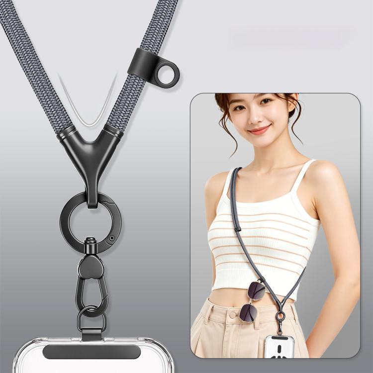 Cordino regolabile antifurto e anti-smarrimento per cellulare con scollo a V e passante in silicone., Minimalist Version, Ring Version