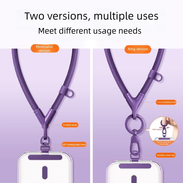 Cordino regolabile antifurto e anti-smarrimento per cellulare con scollo a V e passante in silicone., Minimalist Version, Ring Version