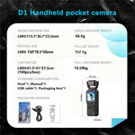 Videocamera D1 4K HD con registrazione Wi-Fi e Bluetooth, schermo HD da 1,54 pollici, portatile e maneggevole., D1