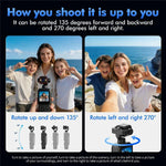 Videocamera sportiva D2 4K con obiettivo girevole a 270 gradi, schermo HD da 1,54 pollici, Wi-Fi e luce LED., D2